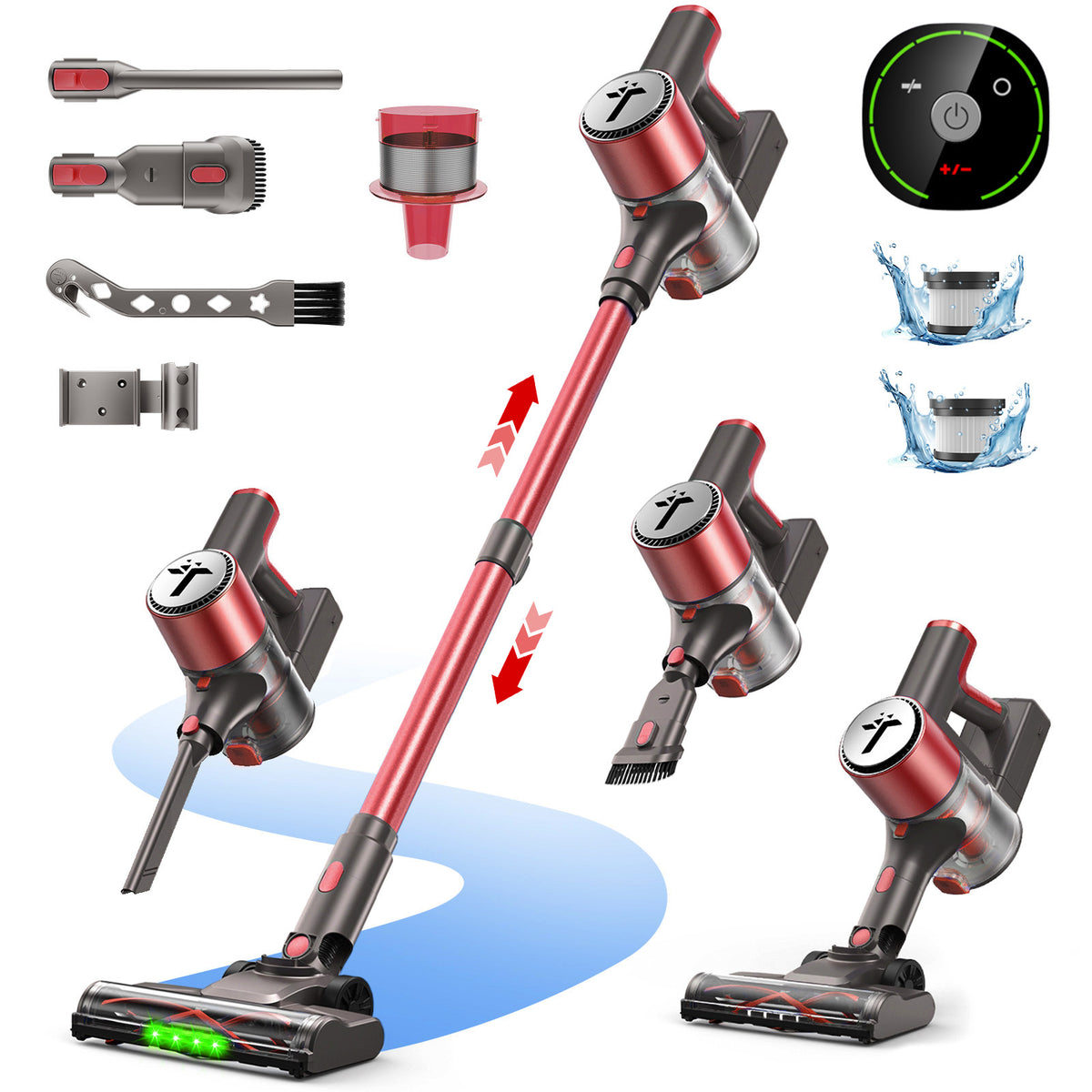 Teendow V10 PRO 300W Cordless Stick Vacuum Cleaner, 50KPa Lightweight Stick Vacuum for Home