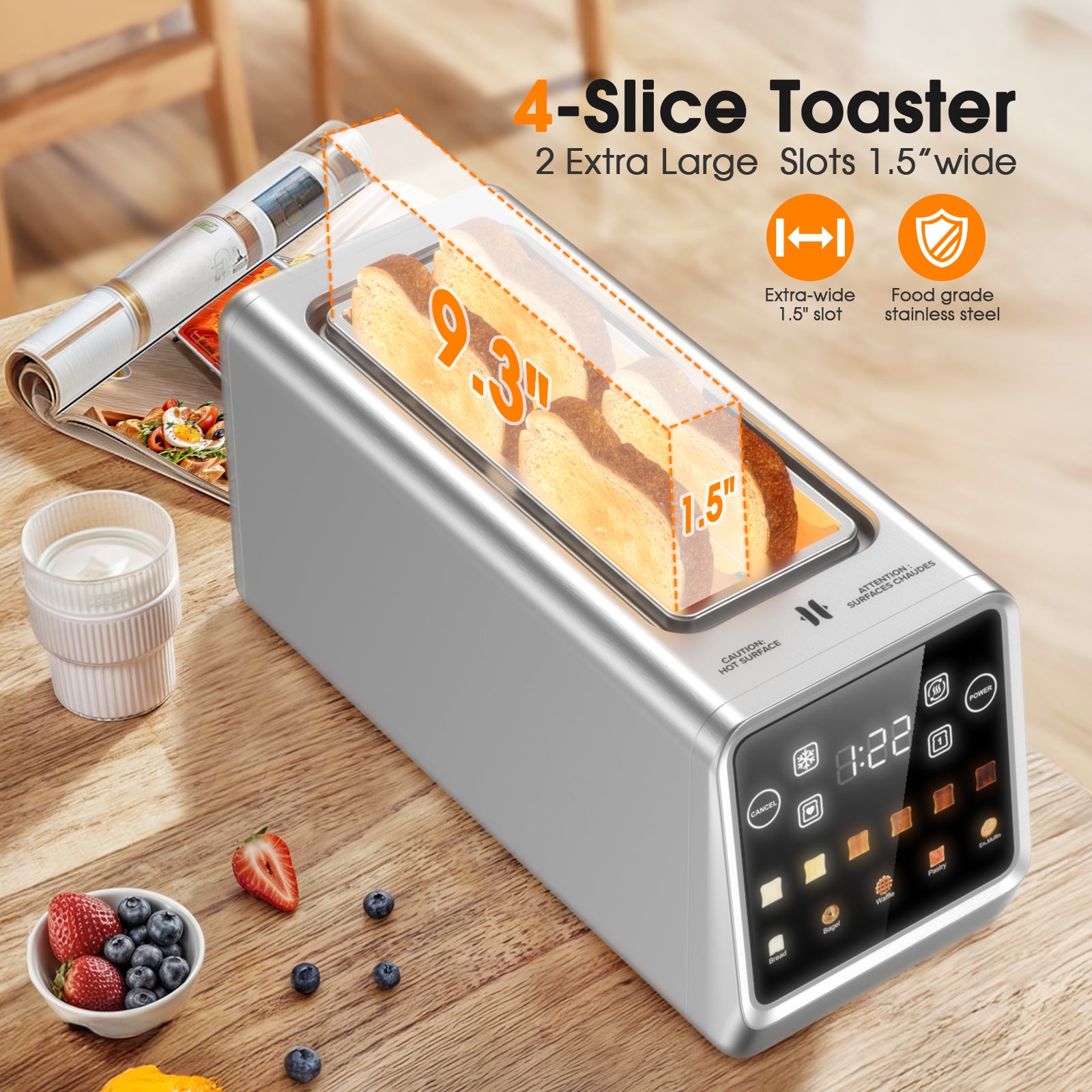 Teendow 4 Slice Smart Touchscreen Toaster, 1.5" Extra-Wide Slots