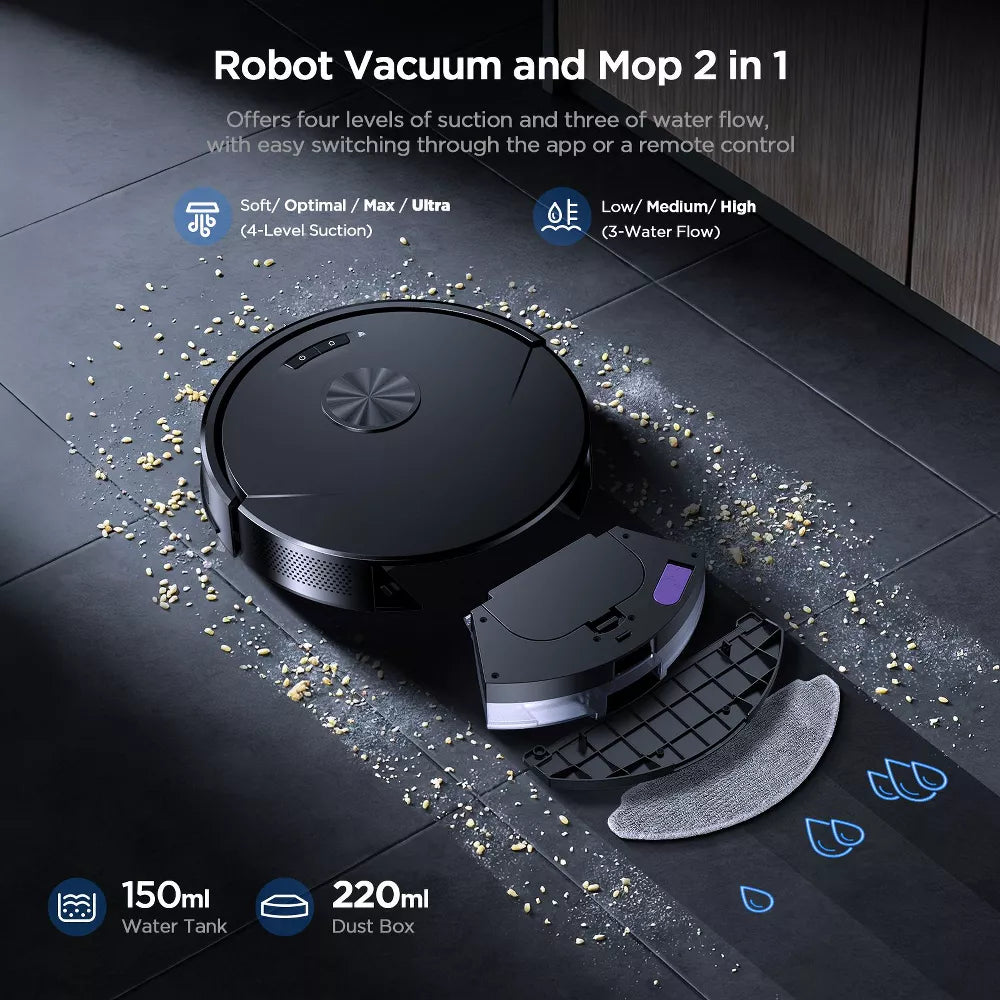 Teendow T13S 8000Pa Robot Vacuum and Mop Combo, 2-in-1 Robot Vacuum Cleaner with App & Wi-Fi