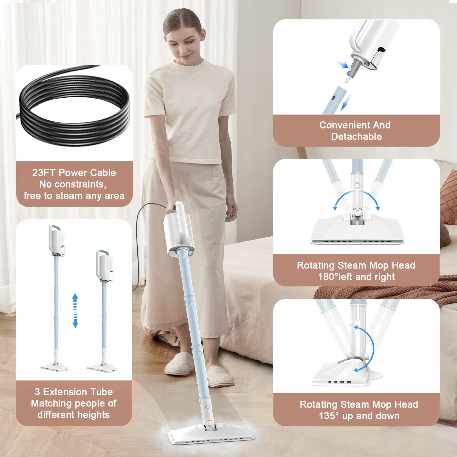 Teendow SC05 6-in-1 Steam Mop for Floor Cleaning