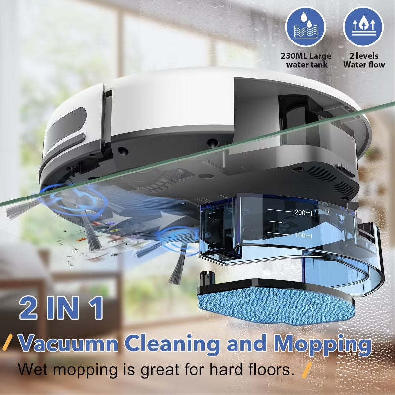 BR151 Robot Vacuum and Mop Combo, Robotic Vacuum with APP/Remote, Self-Charging Ideal for Pet Hair, White