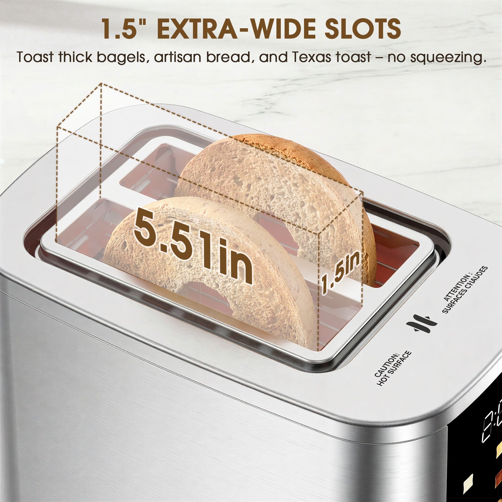 Teendow Digital Touchscreen 2-Slice Toaster with Bagel, Defrost & Reheat Functions