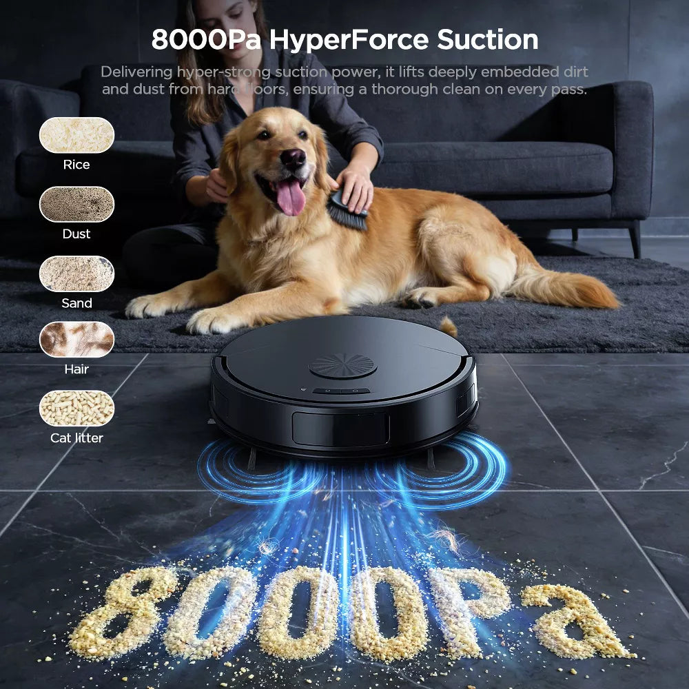 Teendow T13S 8000Pa Robot Vacuum and Mop Combo, 2-in-1 Robot Vacuum Cleaner with App & Wi-Fi