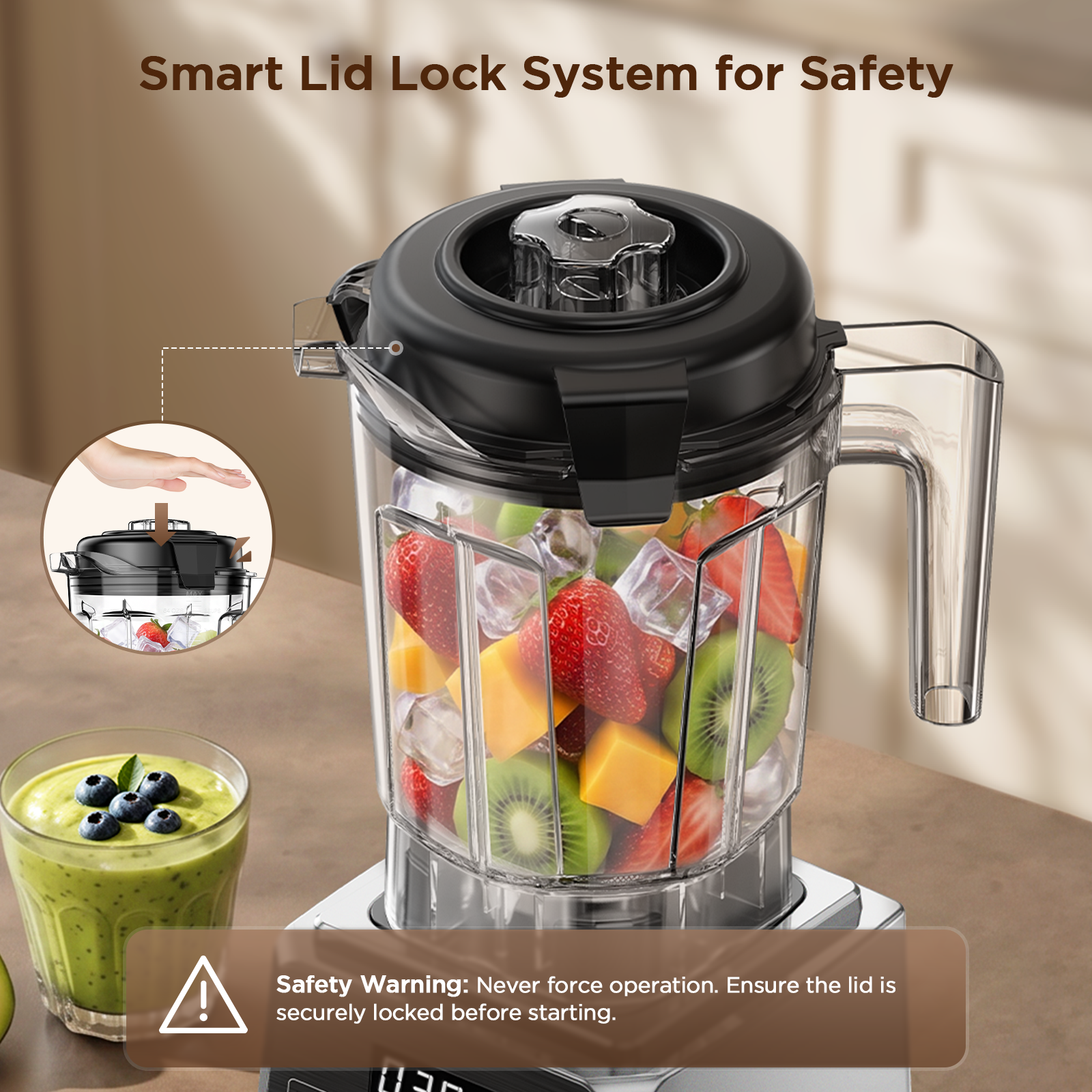 Teendow 1800W Countertop Blender for Kitchen with 70 oz BPA-Free Pitcher