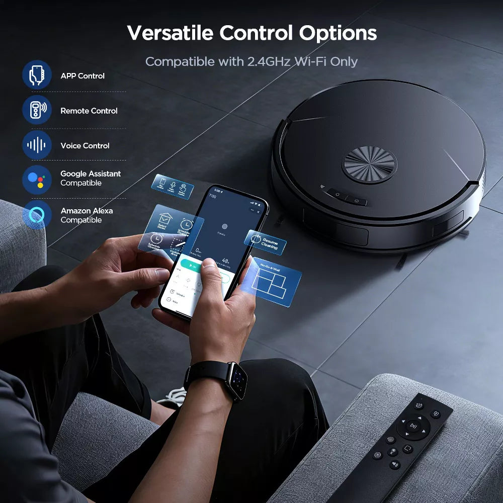 Teendow T13S 8000Pa Robot Vacuum and Mop Combo, 2-in-1 Robot Vacuum Cleaner with App & Wi-Fi