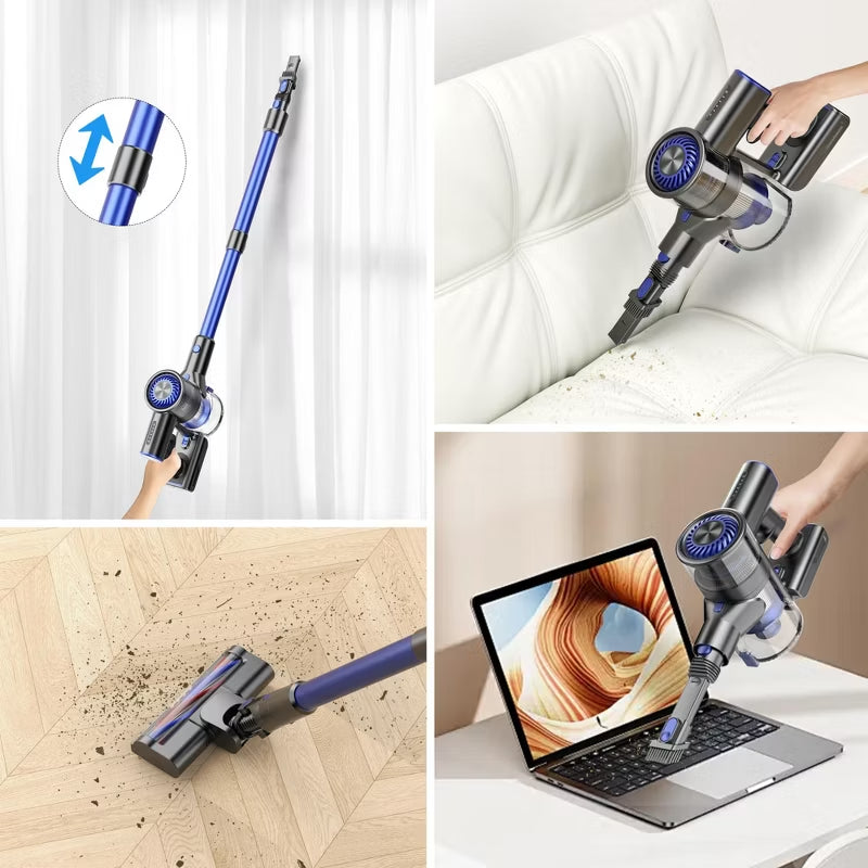 Teendow 300W Cordless Stick Vacuum Cleaner, 50KPa Lightweight Stick Vacuum for Home Hardwood Floor & Carpet, Filters Included