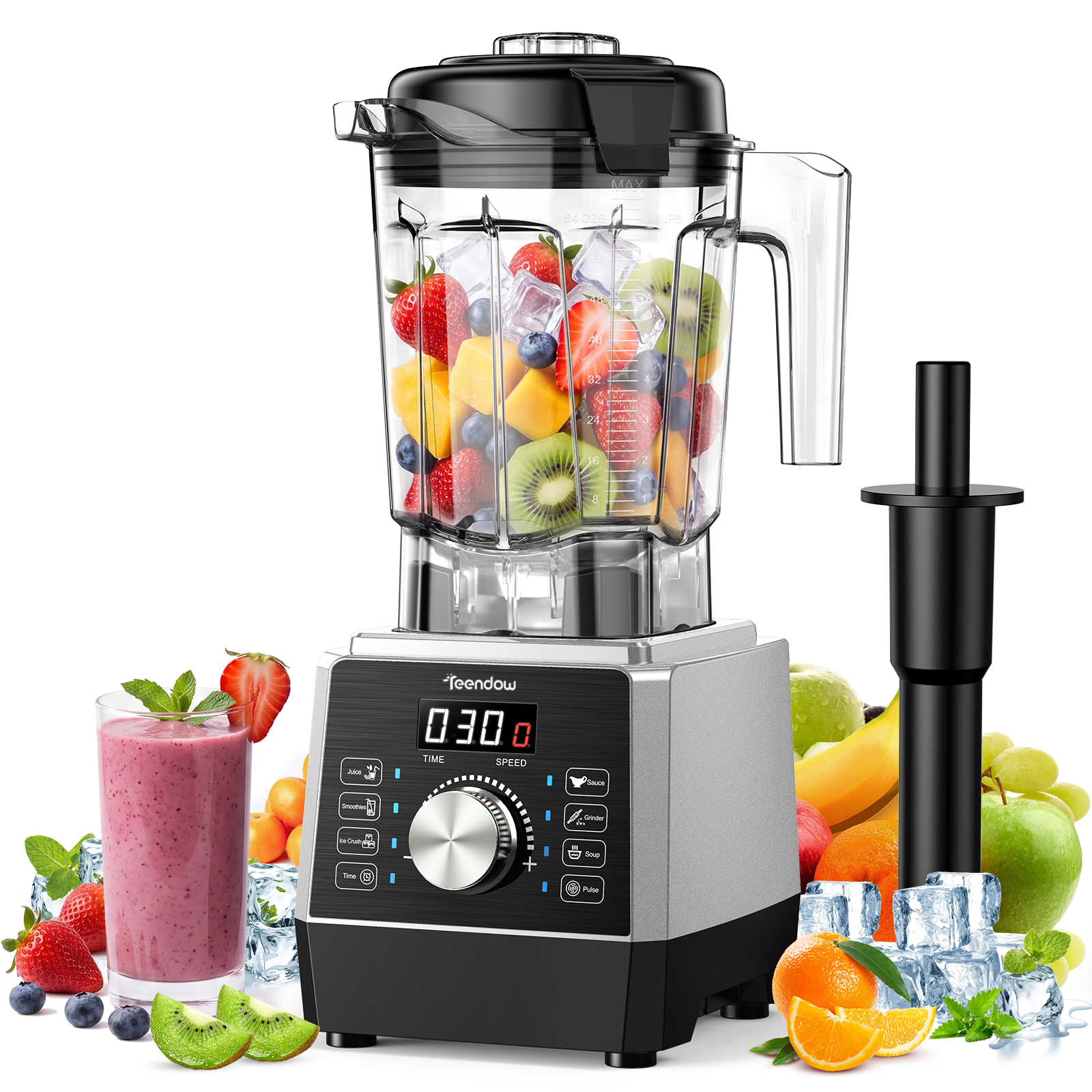 Teendow 1800W High-Speed Blender with 6 One-Touch Programs, 25,000 RPM, 2L Pitcher for Smoothies, Ice Crush & Grinding