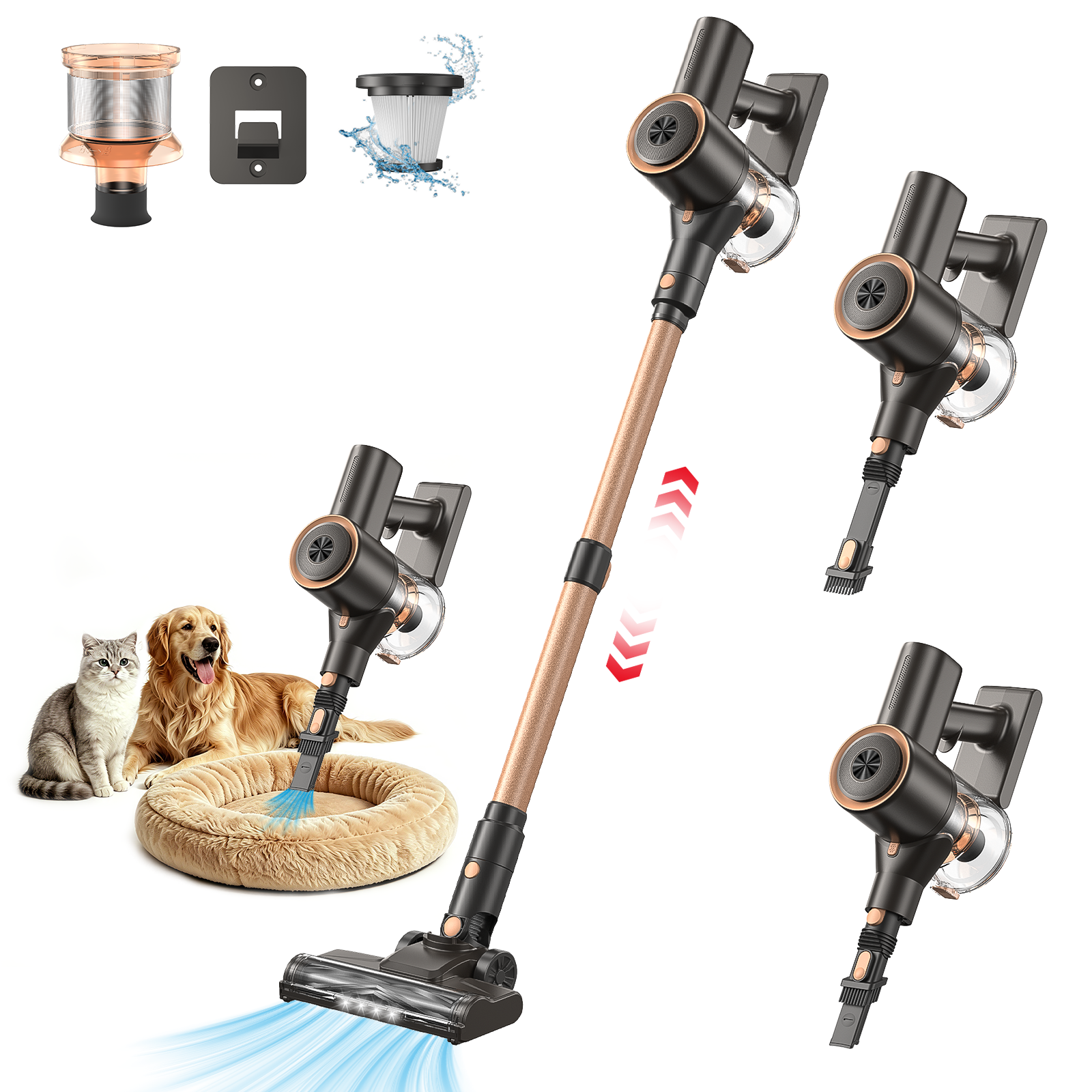 Teendow Cordless Vacuum Cleaner, 250W/40Kpa Vacuum Cleaners for Home ,With Upgraded Brushless Motor Stick Vacuum for Car