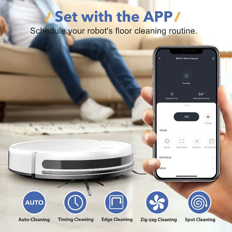 Overstock Deal Br151 Robot Vacuum And Mop Combo, Robotic Vacuum With App/remote, Self-charging Ideal For Pet Hair, White Tool [R9rwXvdJ]